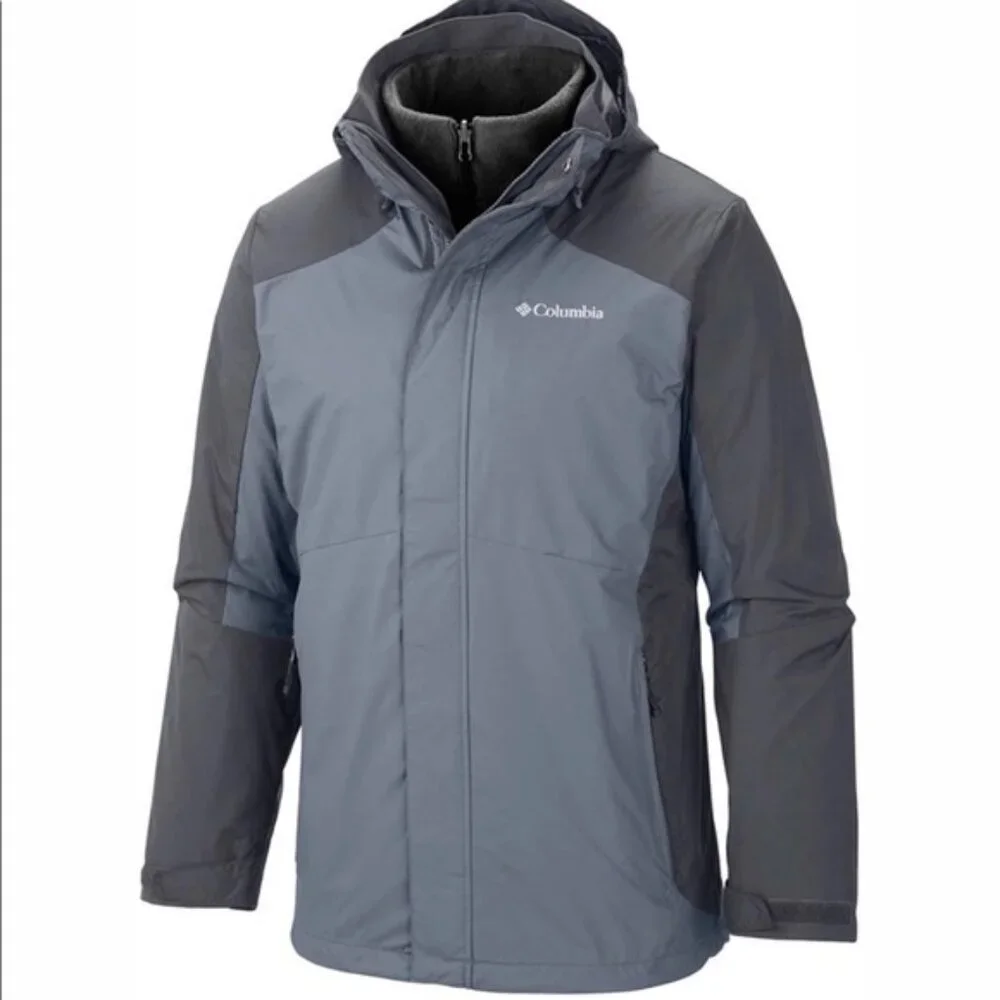 Columbia Men's Black Gray Versatile Triple Interchange Snow Windbreaker Jacket L